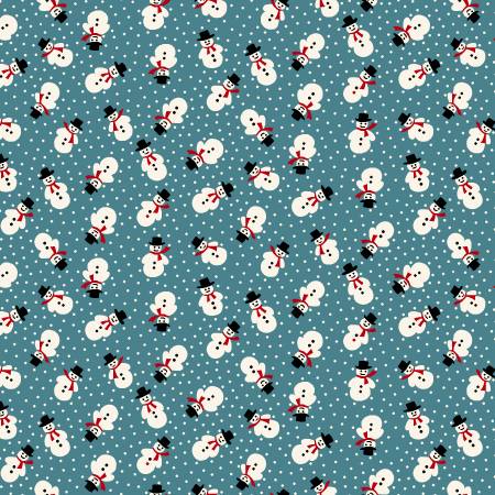 Winter In Snowtown Teal Tiny Tossed Snowman