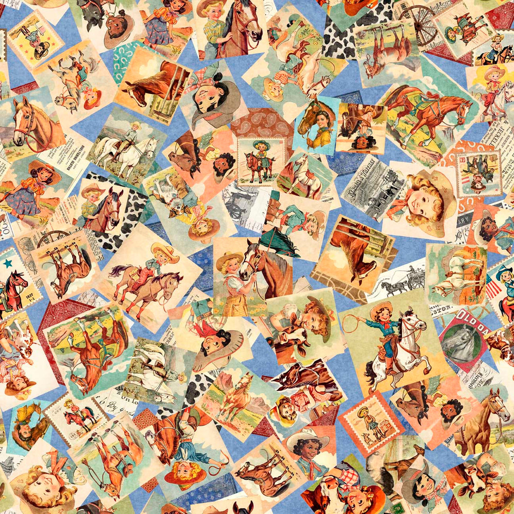 Hey Cowgirl Postcard Toss by QT Fabrics