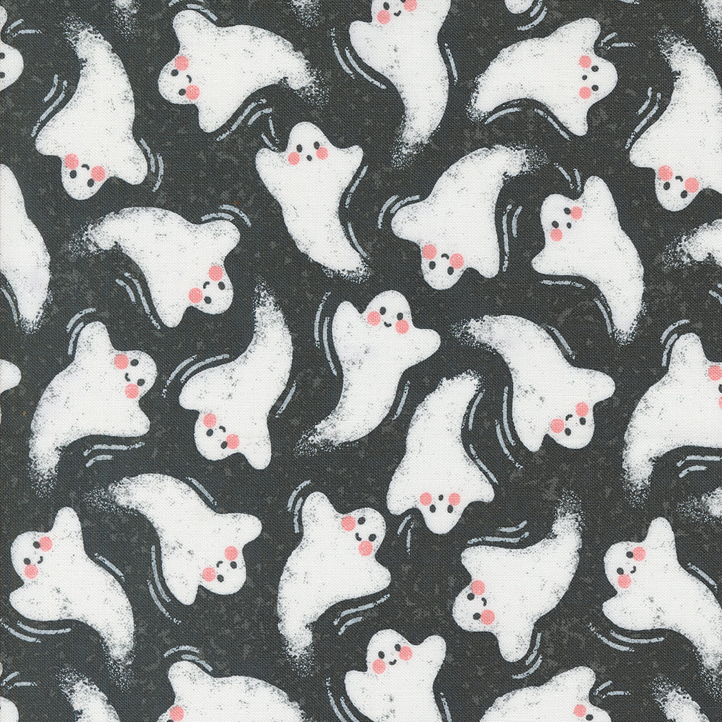Hey Boo Friendly Ghost Midnight by Lella Boutique for Moda Fabrics