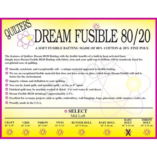 Quilters Dream Fusible 80/20 Batting