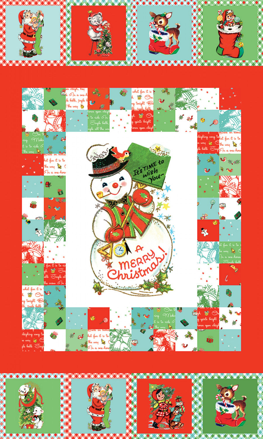 Jingle Bells A Merry Christmas Panel by Cottage Mama for Riley Blake Designs