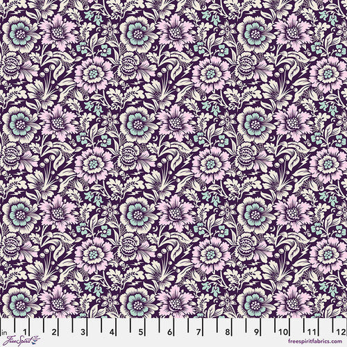 Nightshade Deja vu Mini Spider Blossom in Nerium by Tula Pink for Freespirit