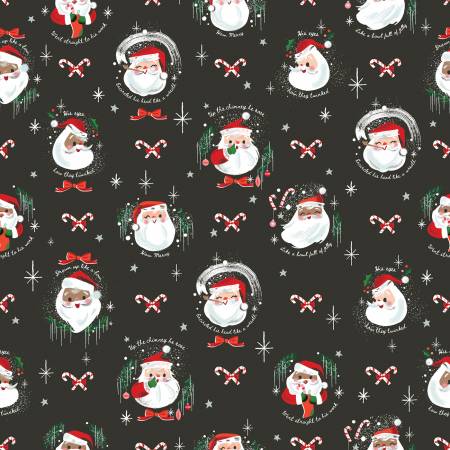 Twas Jolly Old Elf Charcoal by Jill Howarth for Riley Black Designs