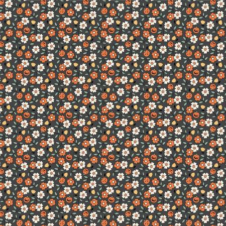 Sweet Tooth Pumpkin Blossoms Black by Poppie Cotton