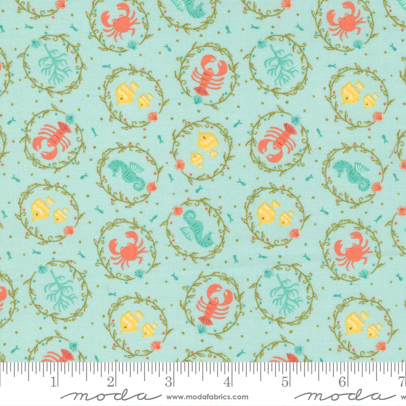The Sea and Me Charmed Sea Life Seafoam by Moda Fabrics