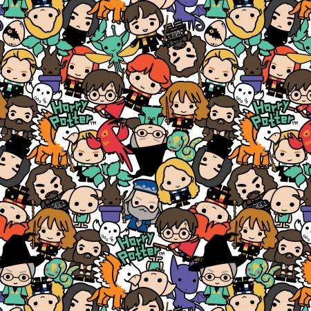 Multi Harry Potter Kawaii Stack Toss by Camelot Fabrics Cotton Quilting Fabric