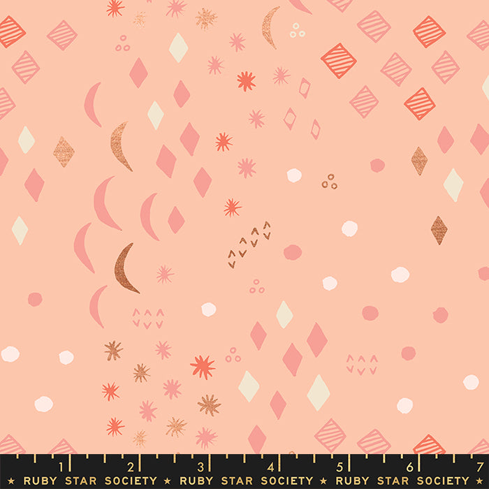 First Light Moonrise in Metallic Peach Blossom by Ruby Star Society for Moda Fabrics