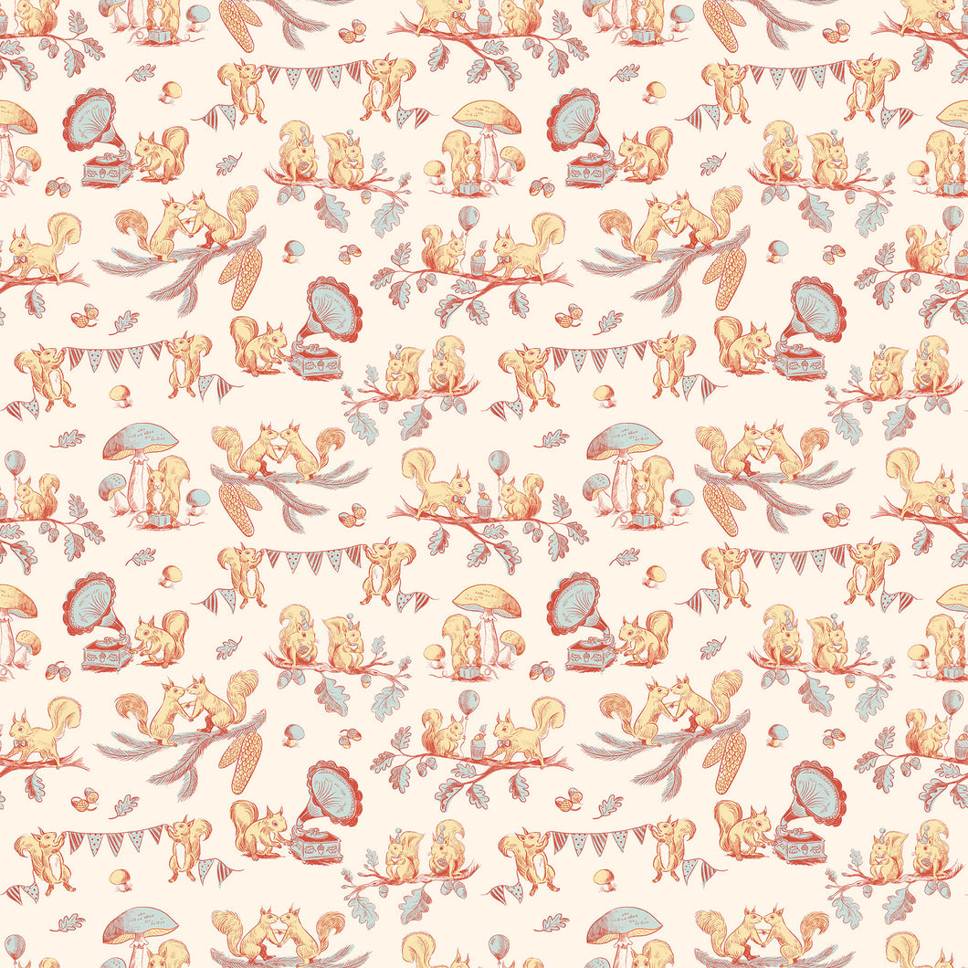 Festive Fauna Squirrel Party Cream by Rebecca Elfast for Figo