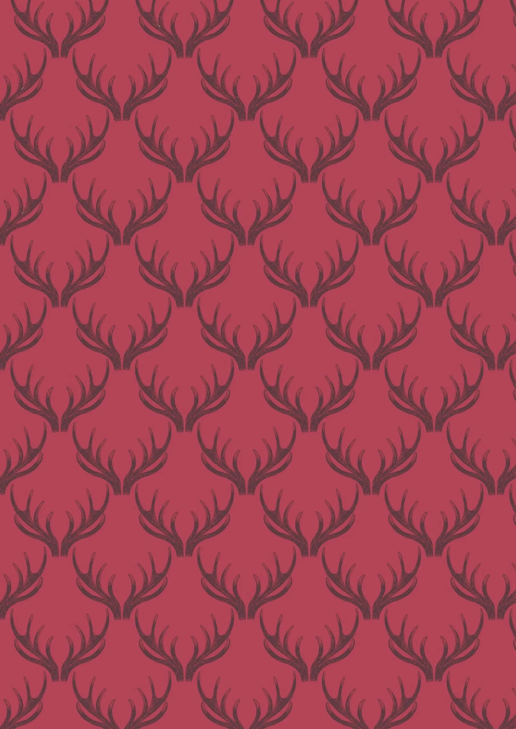 Loch Lewis Red Antlers cotton quilting fabric