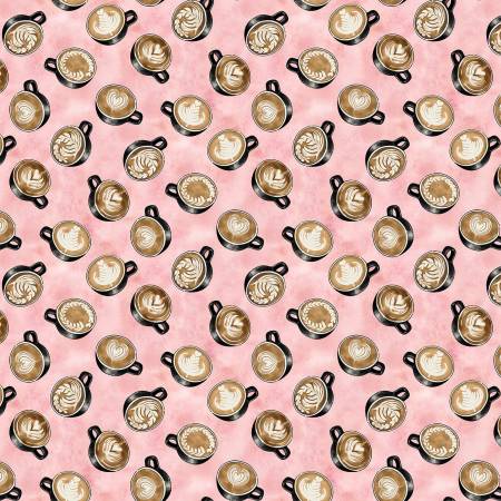 Perk Up Pink Latte Love by Michael Miller