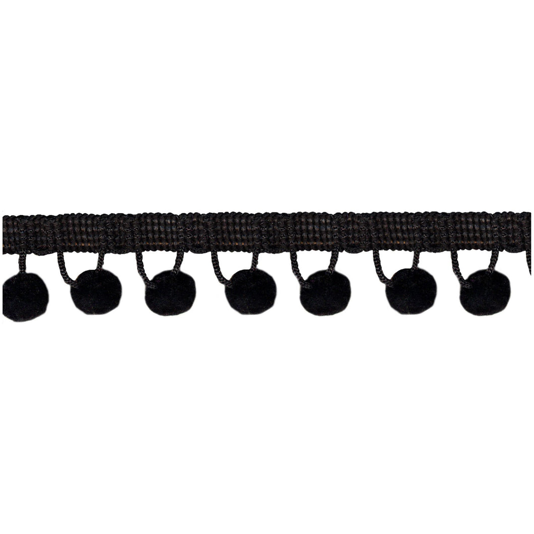 Chenille Pom Pom Trim Black - Stitch Morgantown