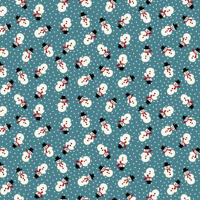Winter In Snowtown Teal Tiny Tossed Snowman