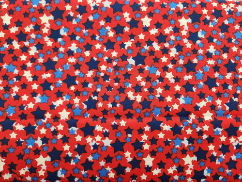 Blue & White Stars on Red