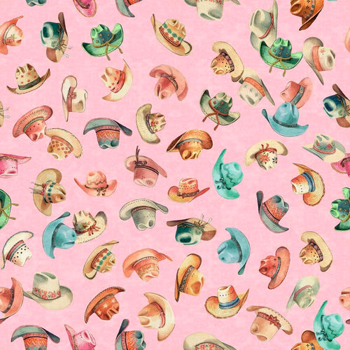 Hey Cowgirl Pink Hats by QT Fabrics