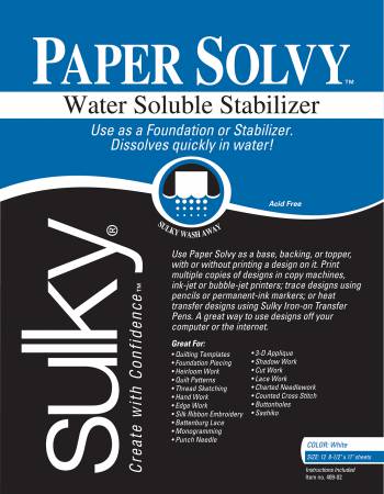 Paper Solvy Water Soluble 8.5in x 11in 12 ct