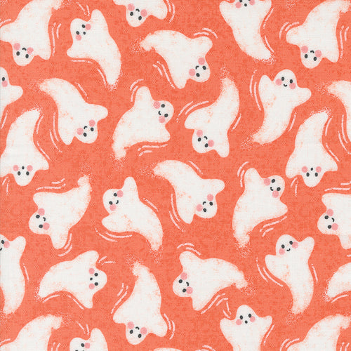 Hey Boo Friendly Ghost Soft Pumpkin by Lella Boutique for Moda Fabrics