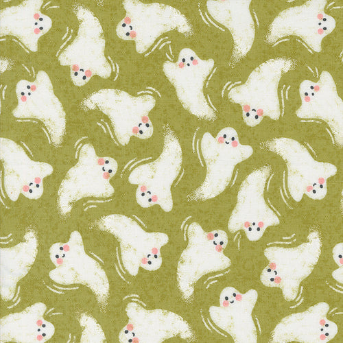 Hey Boo Friendly Ghost Witchy Green by Lella Boutique for Moda Fabrics