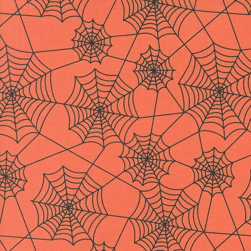 Hey Boo Spider Webs Soft Pumpkin by Lella Boutique by Moda Fabrics