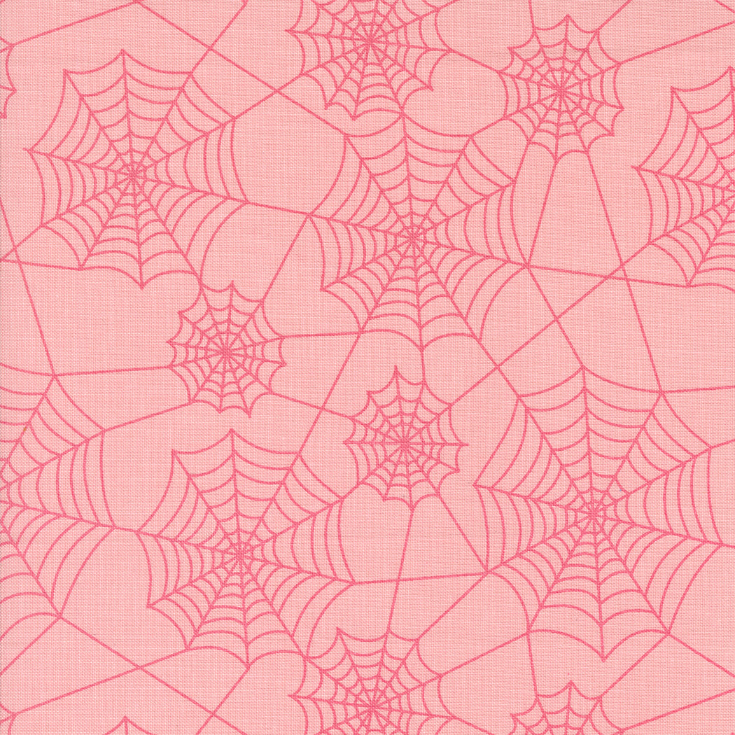 Hey Boo Spider Webs Bubble Gum Pink by Lella Boutique for Moda Fabrics