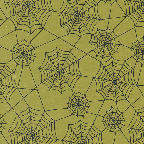 Hey Boo Spider Webs Witchy Green by Lella Boutique for Moda Fabrics