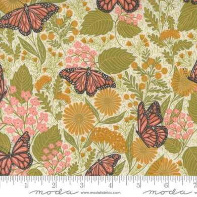 Bee Garden Porcelain Summer Butterfly Metallic Yardage by Gingiber for Moda Fabrics