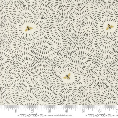 Bee Garden Porcelain Twists and Turns Metallic Yardage by Gingiber for Moda Fabrics