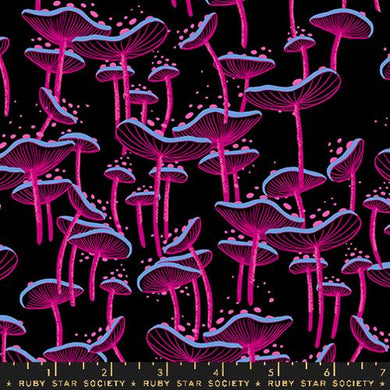 Glow Garden Fungi Black by Sarah Watts for Ruby Star Society