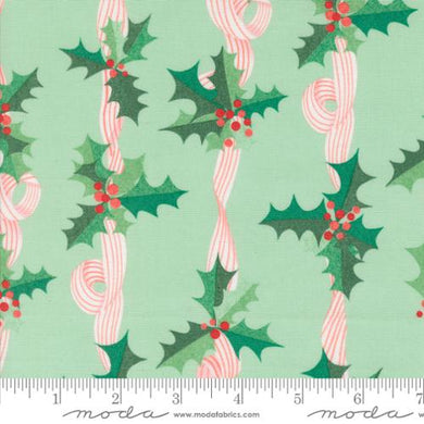 Tiny Christmas-Holly Stripes Mint by Lizzy House for Moda Fabrics