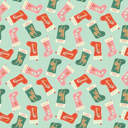 Holiday Cheer Mint Stockings by My Mind's Eye for Riley Blake Designs