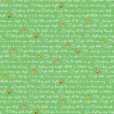 Jingle Bells Lyrics Green by Cottage Mama for Riley Blake Designs
