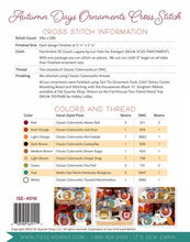 Autumn Days Ornaments Cross Stitch Pattern Back