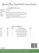 Santa Claus TypeFACE Cross Stitch Pattern Back