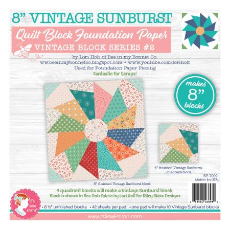 8in Vintage Sunbursts Quilt Block Foundation Papers