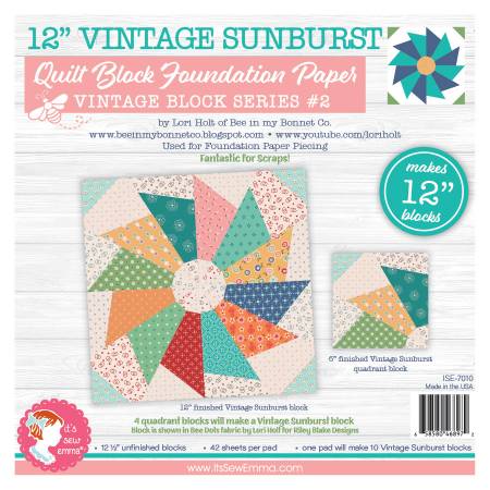 12in Vintage Sunbursts Quilt Block Foundation Papers