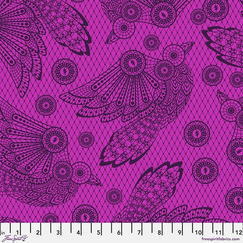 Nightshade Deja vu Raven Lace in Oleander by Tula Pink for Freespirit