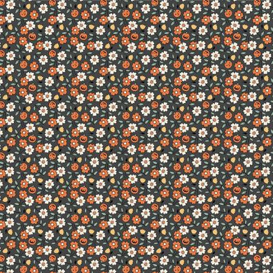 Sweet Tooth Pumpkin Blossoms Black by Poppie Cotton