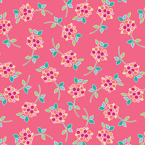 Sew Bloom Floral Love Pink by Cherry Guidry for Benartex