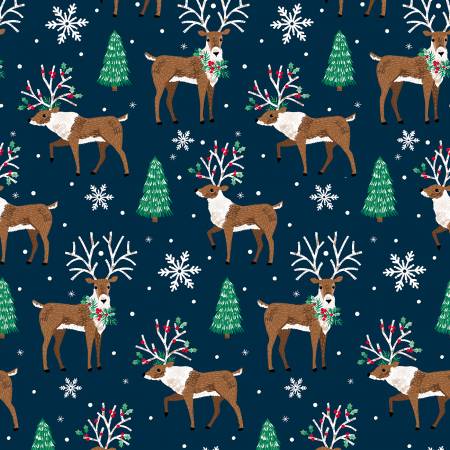 Navy Blue Reindeer by 3 Wishes