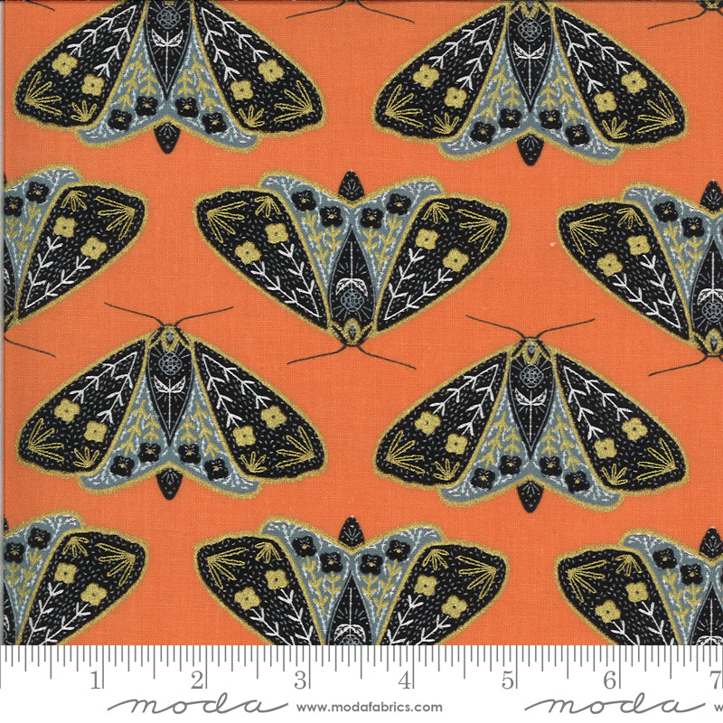 Dainty Moths in Poppy by Gingiber for Moda Fabrics