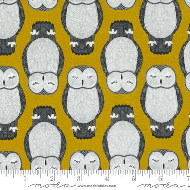 Nocturnal Sleeping Owls Gold by Gingiber for Moda Fabrics