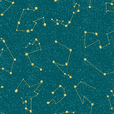 Moonlight Turquoise Constellations/Metallic by Jennifer Ellory for 3 Wishes