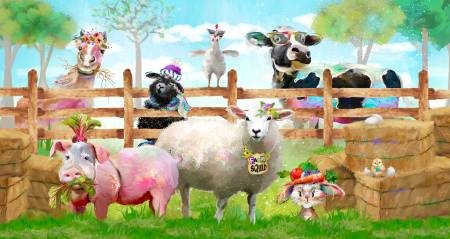 Funny Farm Multi Farm Squad Panel by Connie Haley for 3 Wishes