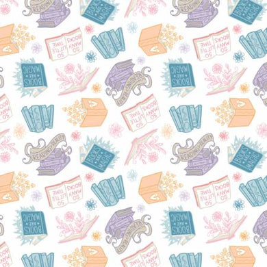  White Books are Magic  cotton fabric from Camelot