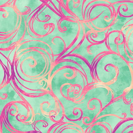Jacqueline Scroll Turquoise by QT Fabrics