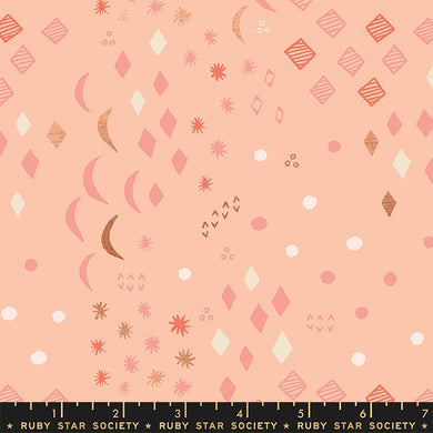First Light Moonrise in Metallic Peach Blossom by Ruby Star Society for Moda Fabrics