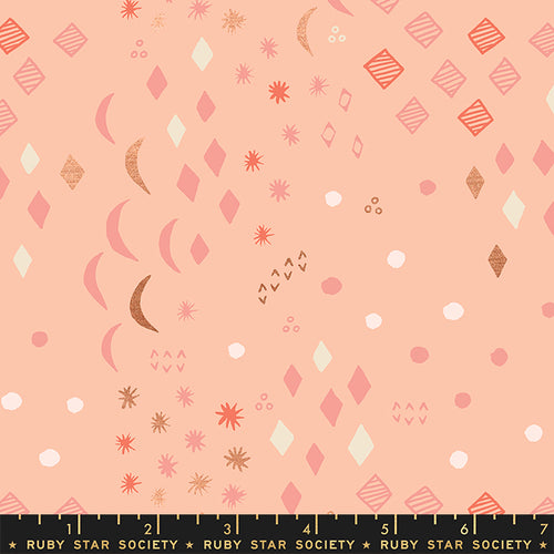 First Light Moonrise in Metallic Peach Blossom by Ruby Star Society for Moda Fabrics