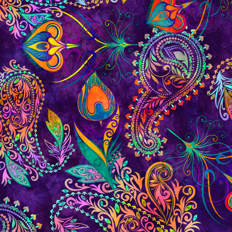 Eclectica Large Paisley Purple by QT Fabrics