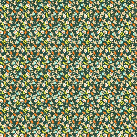 Lucky Rabbit Dark Teal Calico by Heather Ross