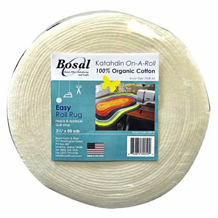 Katahdin On A Roll Bosal 2.5 inches x 50 yards cotton batting for jelly roll rug