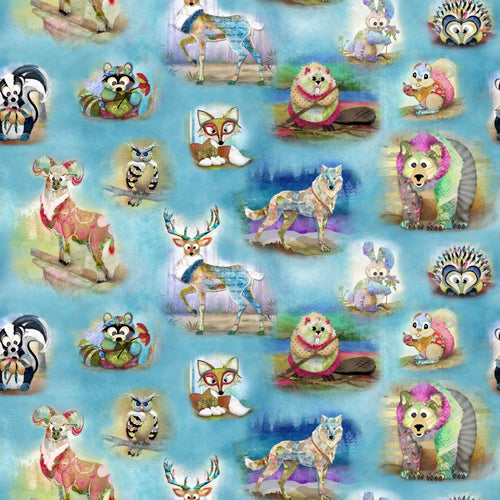 Wild & Whimsey Animals Multi Quilting Fabric by 3 Wishes